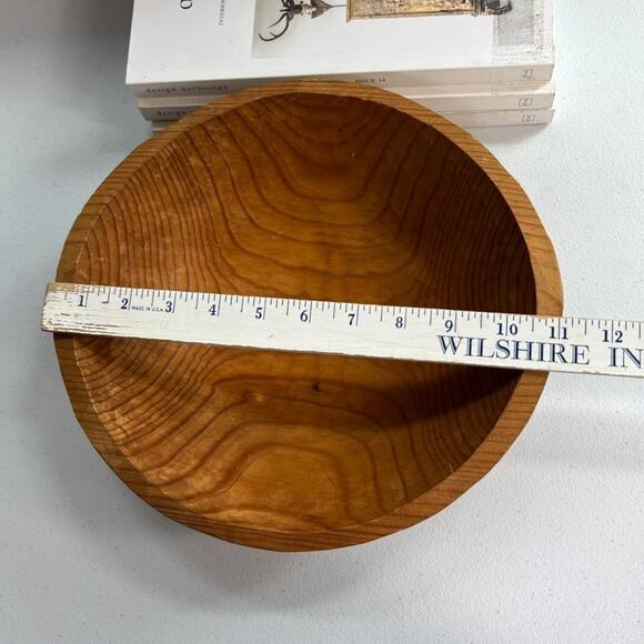 Vintage Primitive Folk Art Hand Carved Wood Serving Bowl 11" MCM - Picture 7 of 10